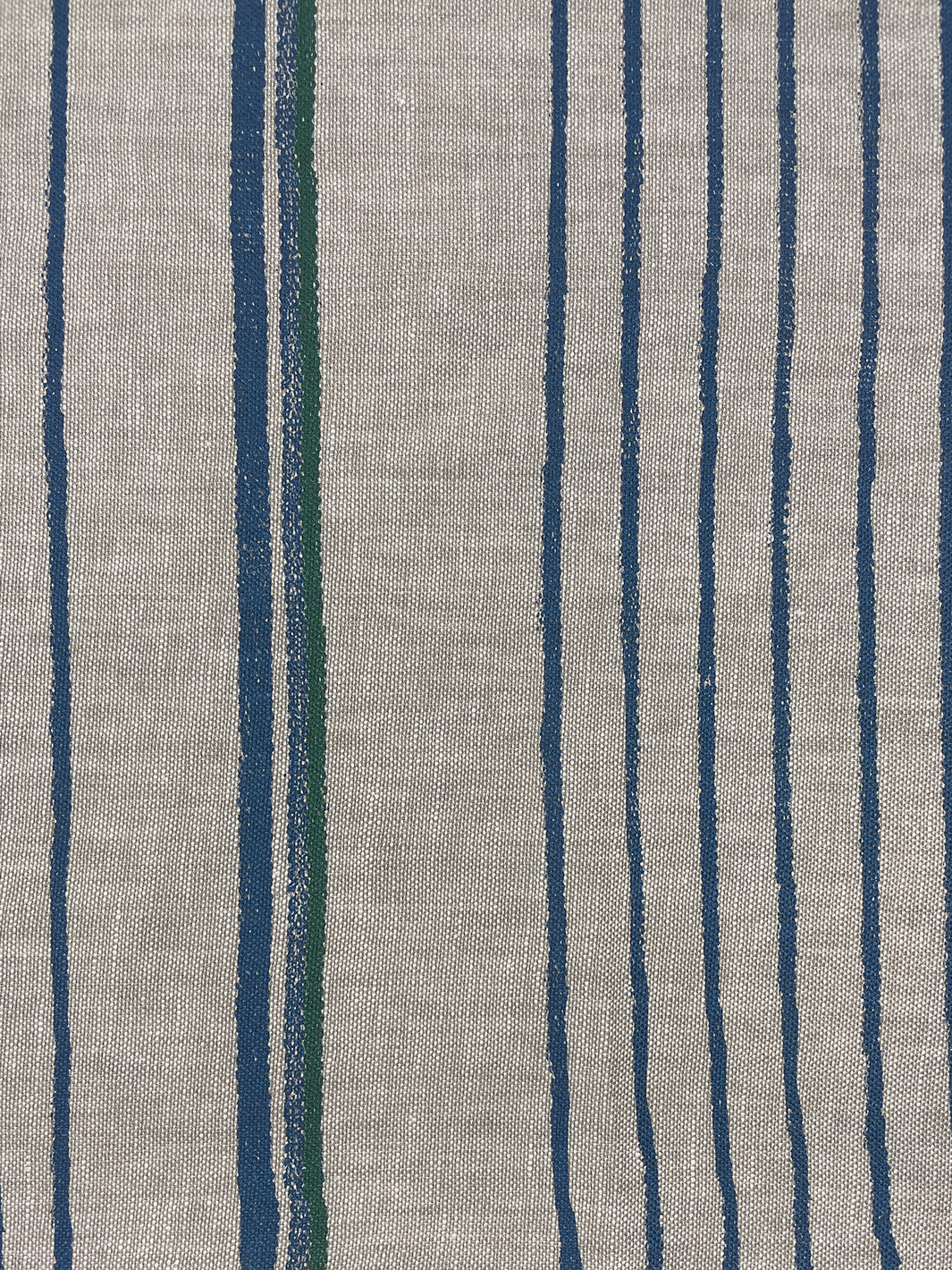 fabric by the yard two toned stripe green blue on flax linen