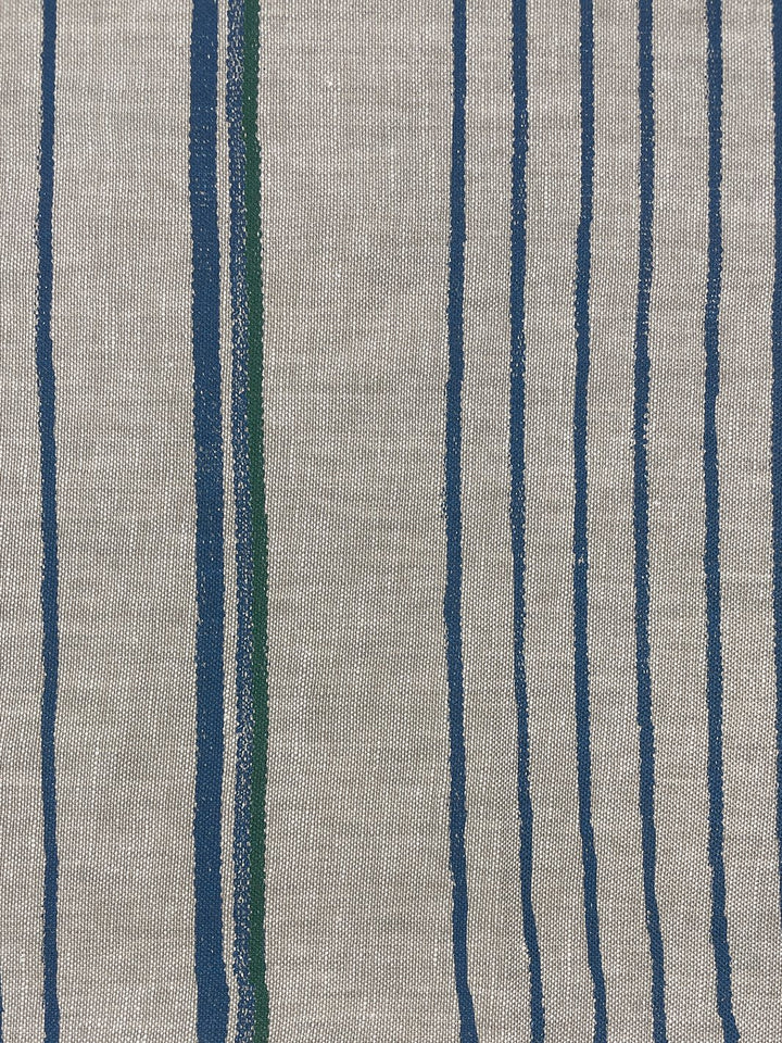 fabric by the yard two tone stripe sea green on linen