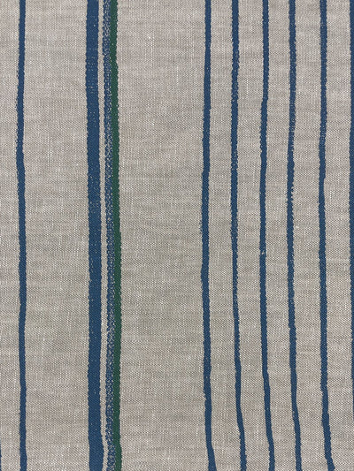 fabric by the yard two tone stripe sea green on linen