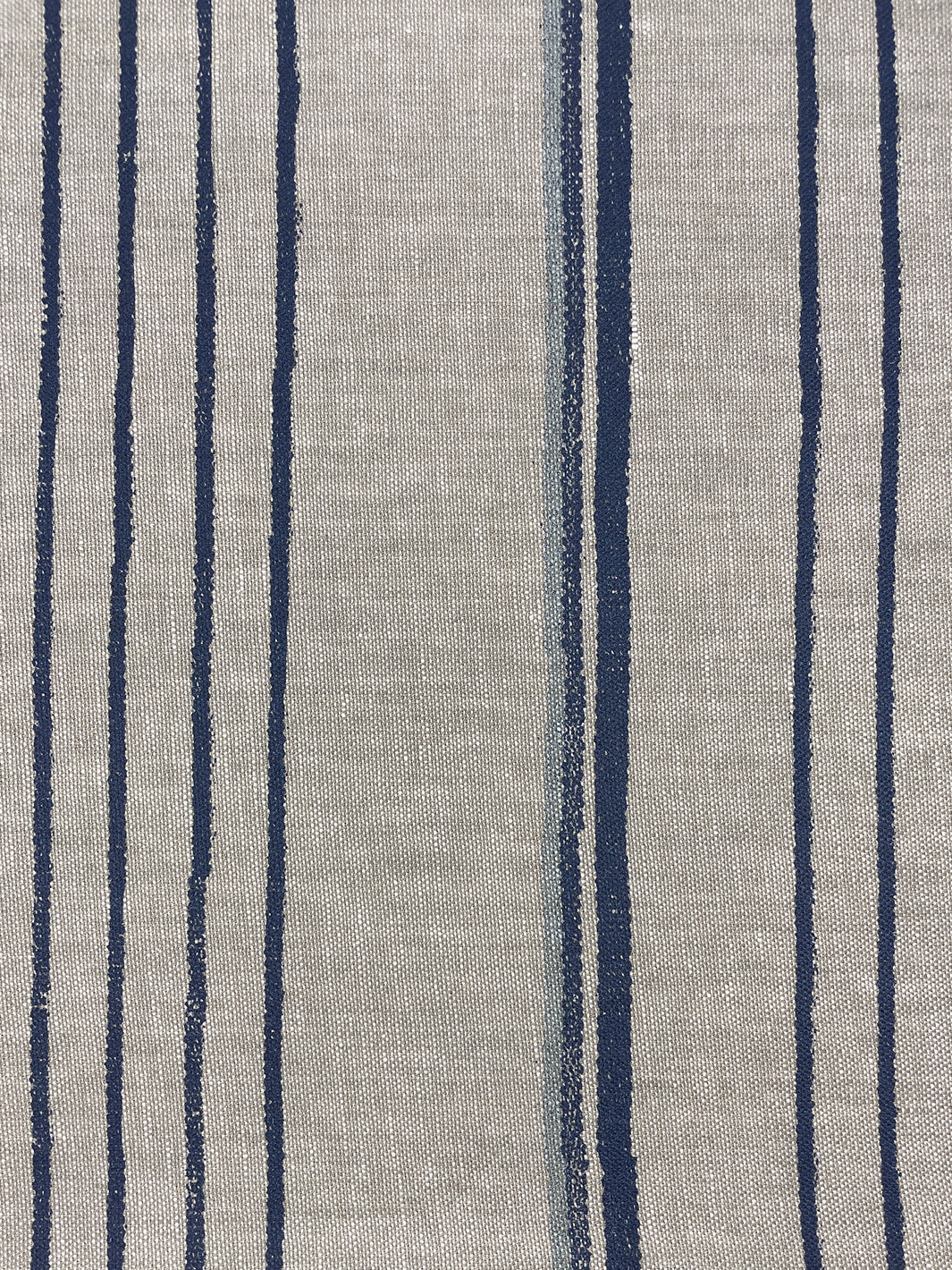 fabric by the yard two tone stripe navy sky on flax linen
