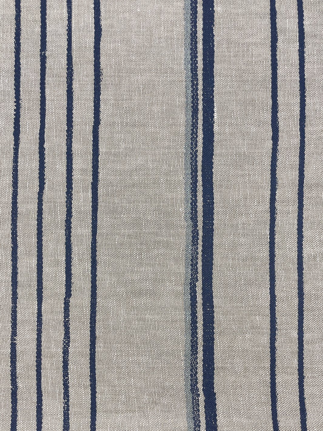 fabric by the yard two tone stripe navy sky on linen