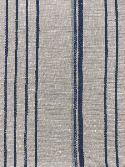 fabric by the yard two tone stripe navy sky on linen