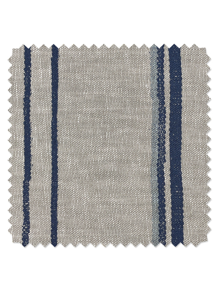 fabric by the yard two tone stripe navy sky on flax linen