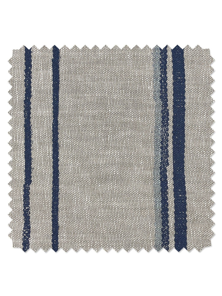 fabric by the yard two tone stripe navy sky on linen
