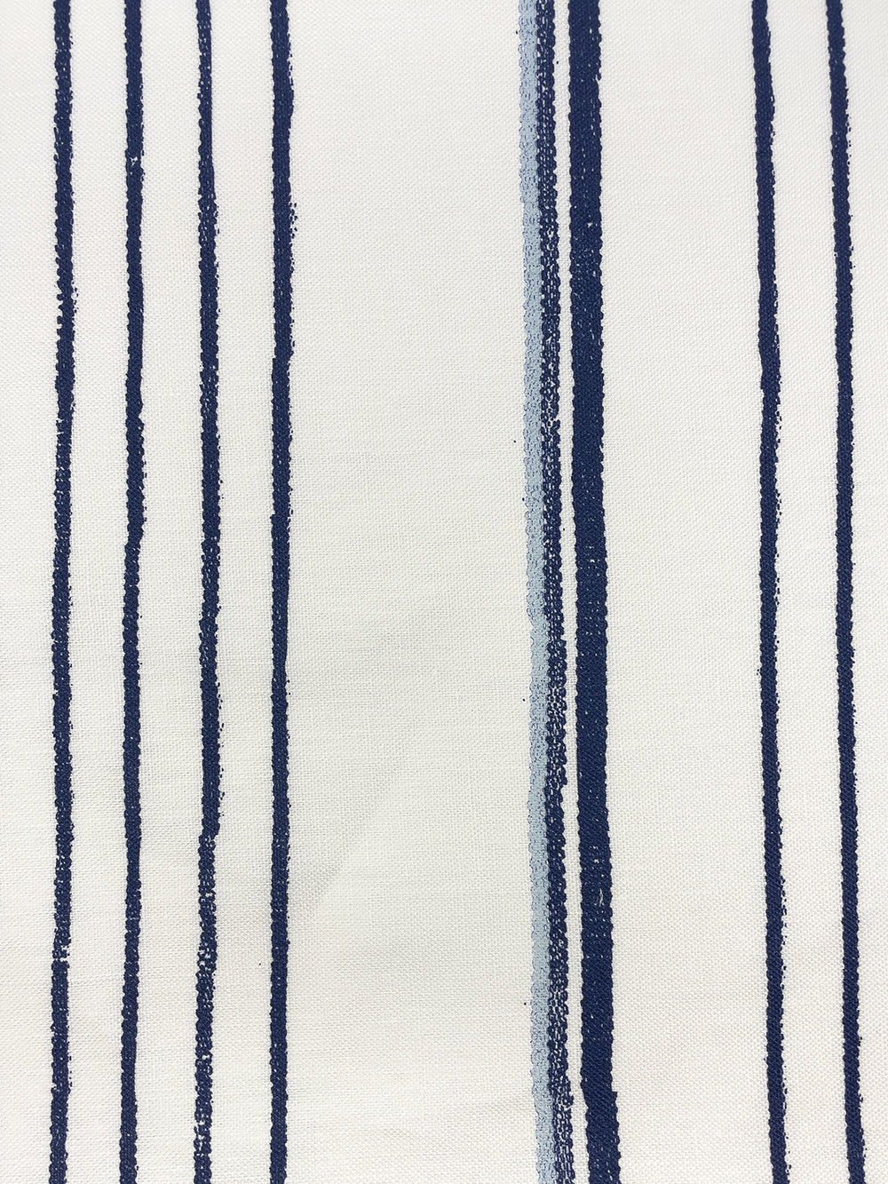 fabric by the yard two tone stripe navy sky on linen