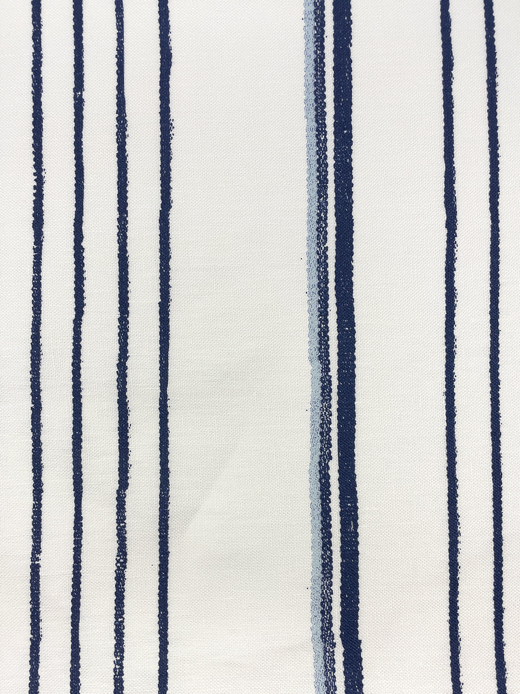 fabric by the yard two tone stripe navy sky on linen