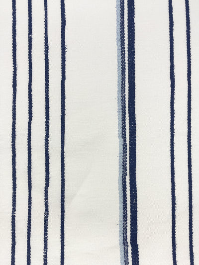 fabric by the yard two tone stripe navy sky on linen