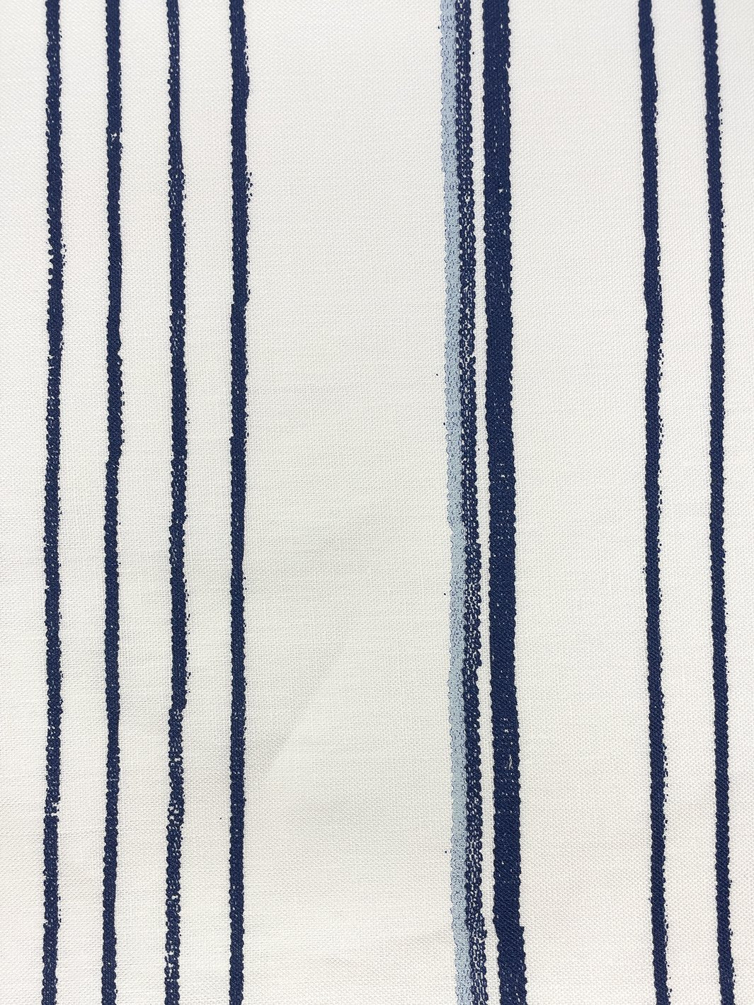 fabric by the yard two tone stripe navy sky on flax linen