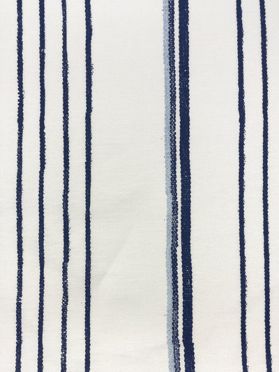 fabric by the yard two tone stripe navy sky on flax linen