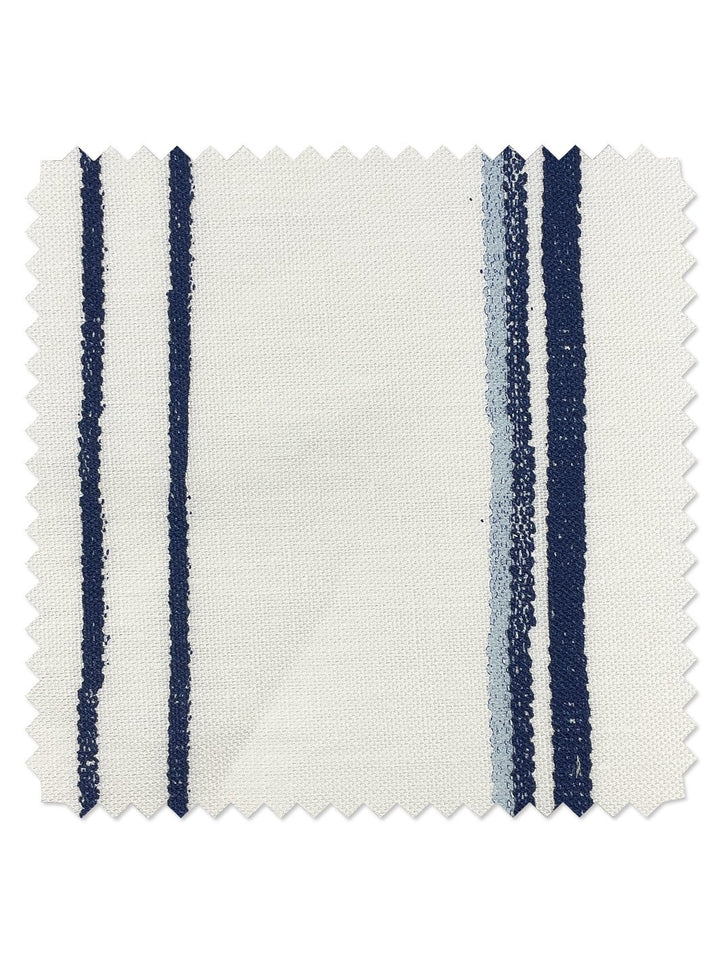 fabric by the yard two tone stripe navy sky on flax linen
