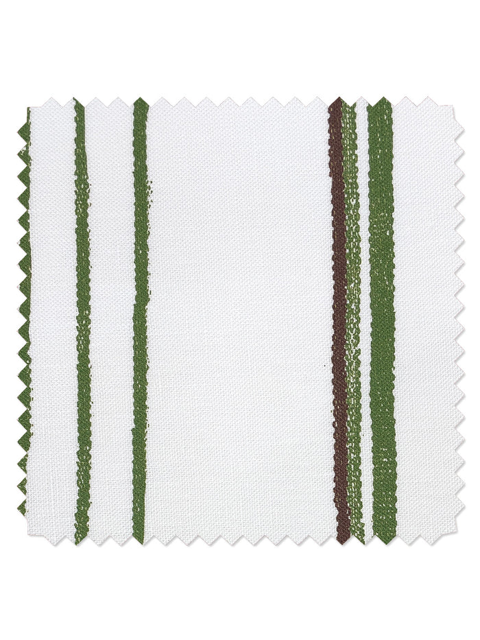 'Two Tone Stripe' Linen Fabric by Nathan Turner - Rust & Moss