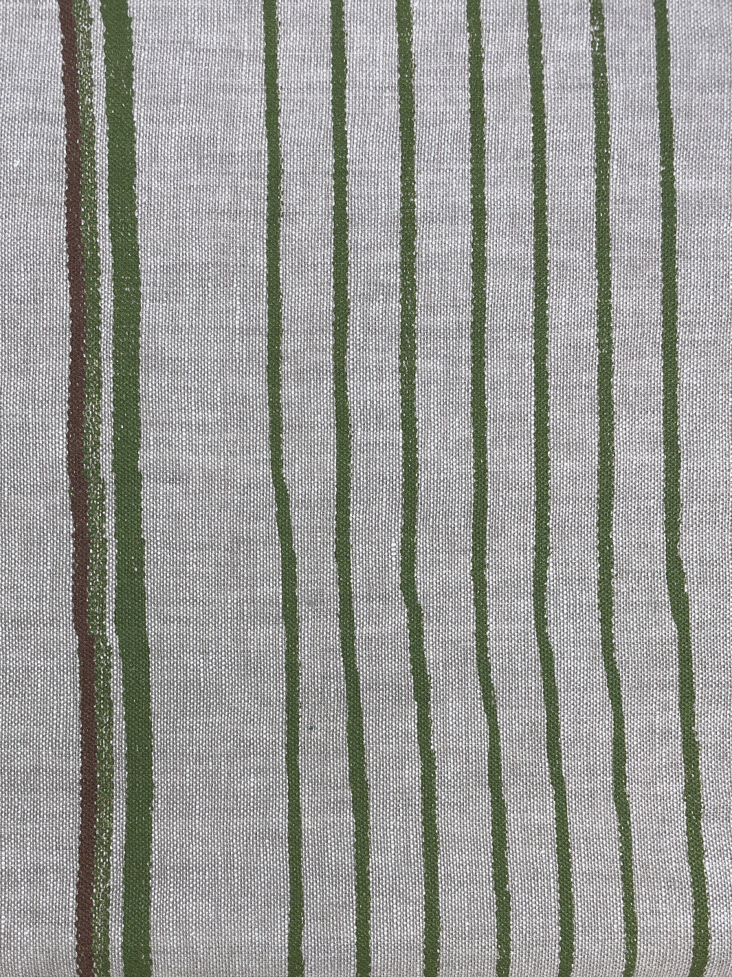 fabric by the yard two toned stripe rust moss on flax linen