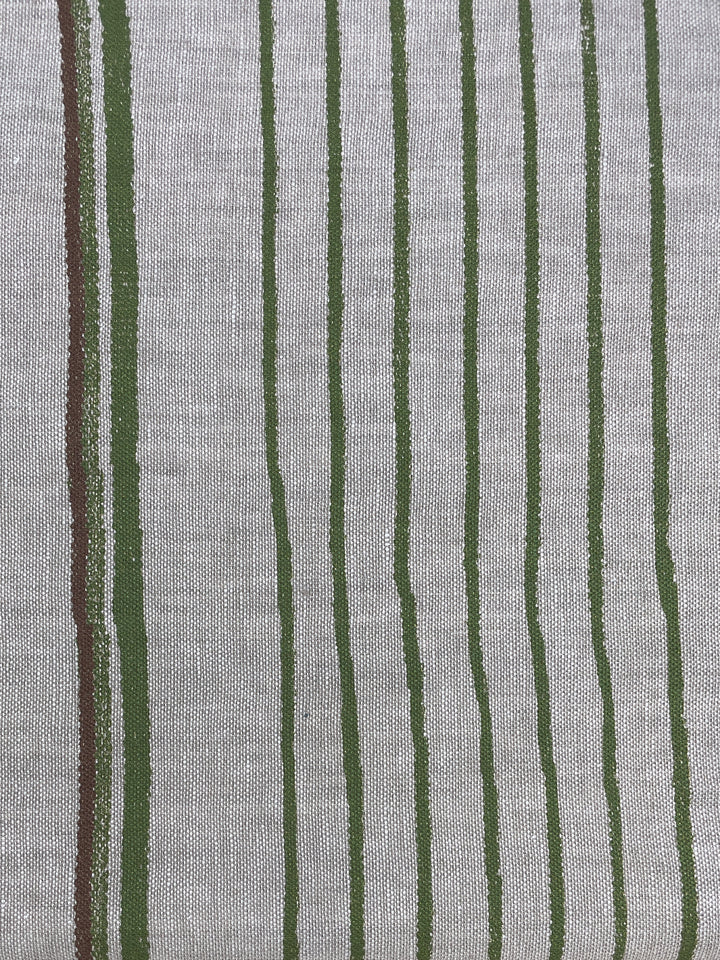 fabric by the yard two toned stripe rust moss on flax linen