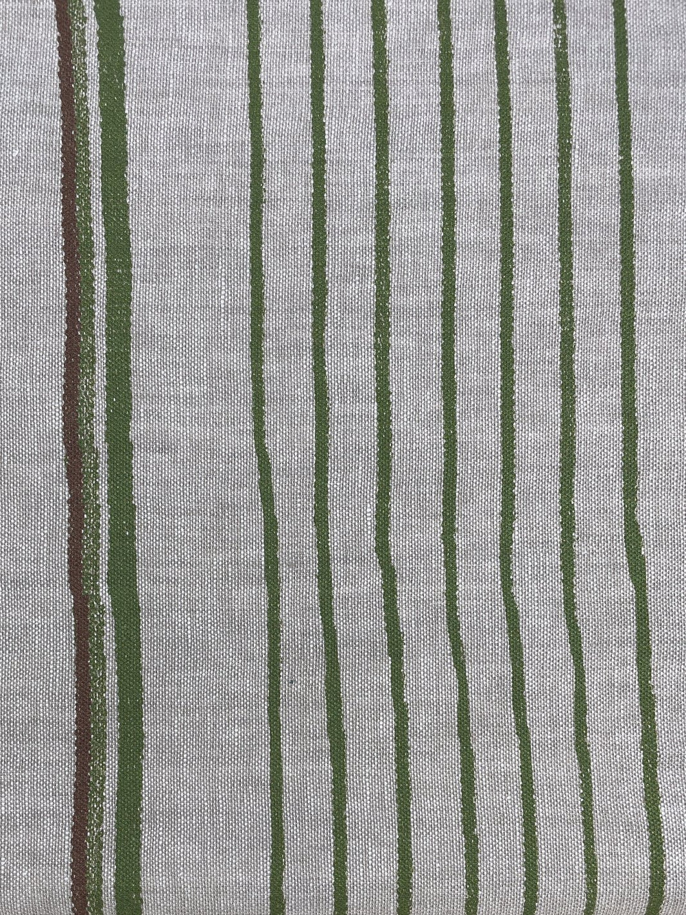 fabric by the yard two tone stripe rust moss on linen