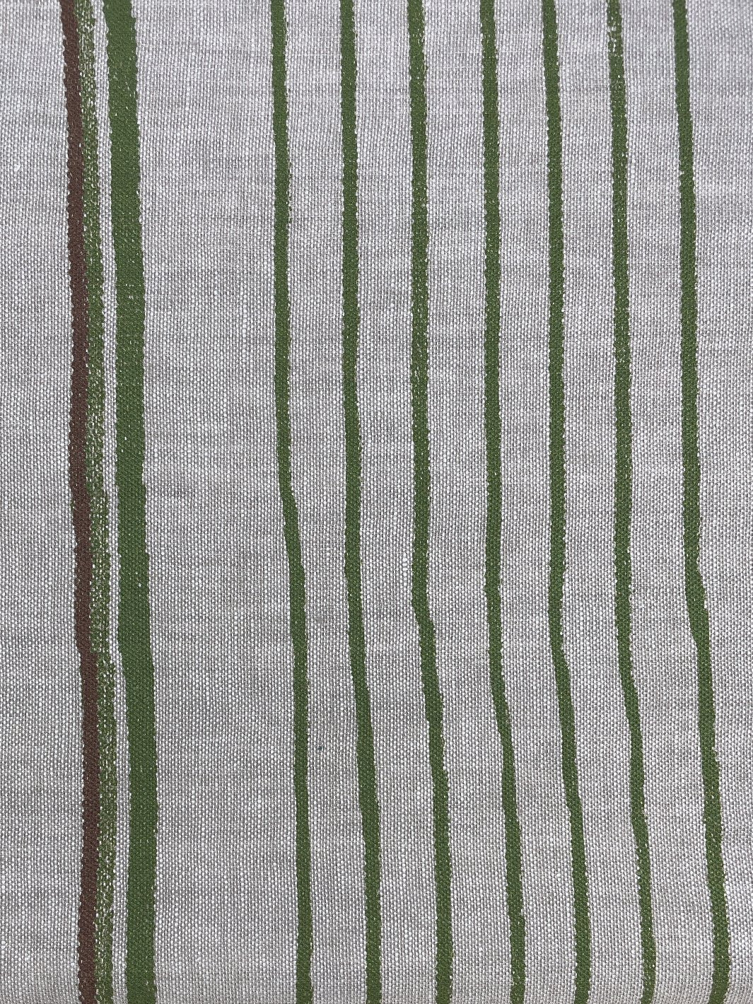 fabric by the yard two tone stripe rust moss on linen