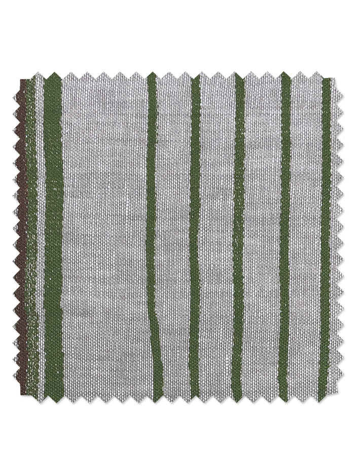 Tissu au mètre – Rayures bicolores – Rouille + mousse sur lin
