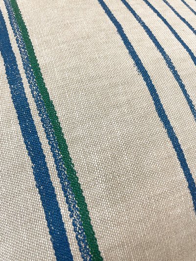 two tone stripe throw pillow sea green on flax linen
