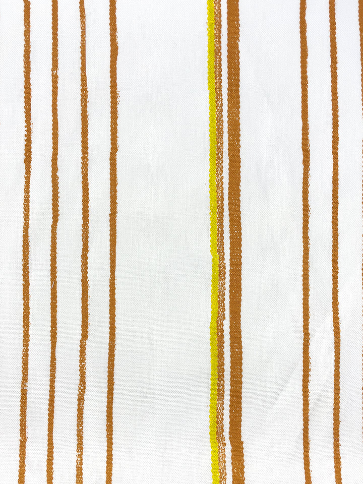 fabric by the yard two tone stripe terracotta daffodil on linen
