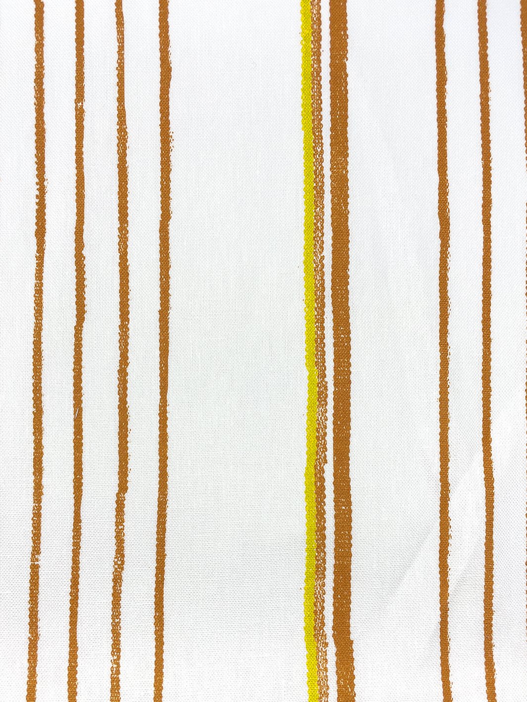 fabric by the yard two tone stripe terracotta daffodil on flax linen