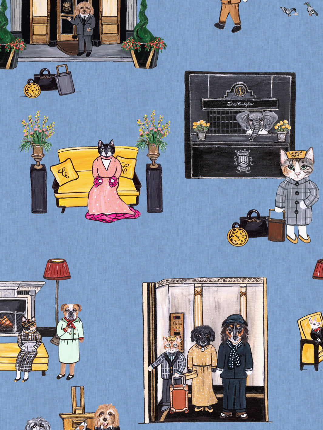 'Upper East Side' Wallpaper by CAB x Carlyle - Blue