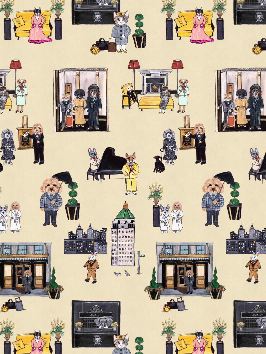 'Upper East Side' Wallpaper by CAB x Carlyle - Cream