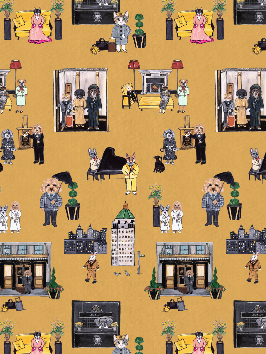 'Upper East Side' Wallpaper by CAB x Carlyle - Marigold