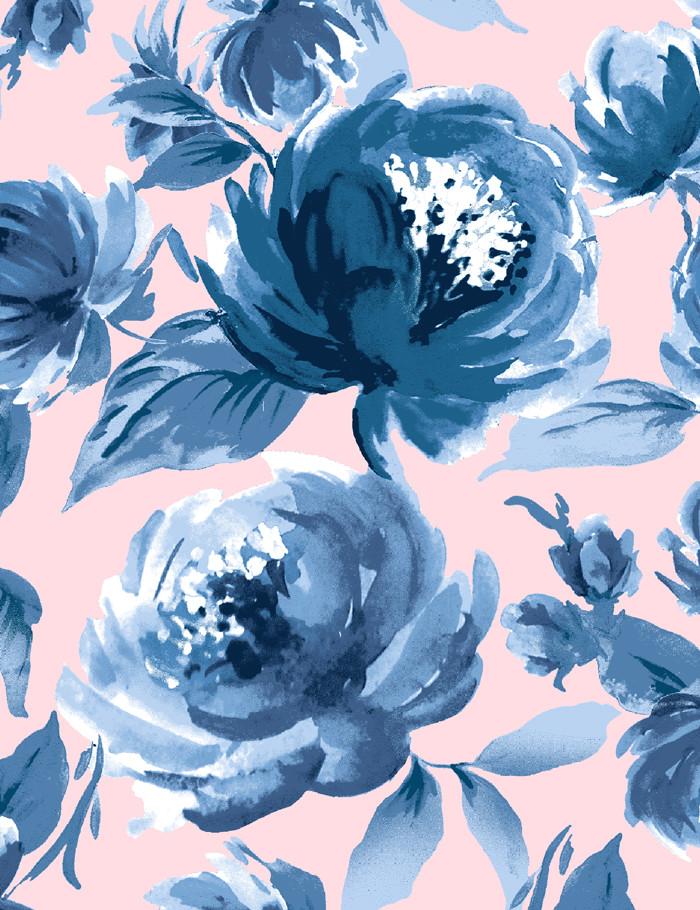 'Veronica' Wallpaper by Wallshoppe - Pink Blue