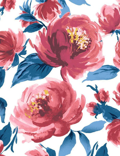 'Veronica' Wallpaper by Wallshoppe - Red And Blue