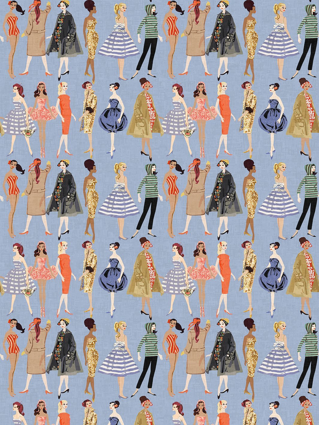 fabric by the yard vintage illustration violet on flax linen