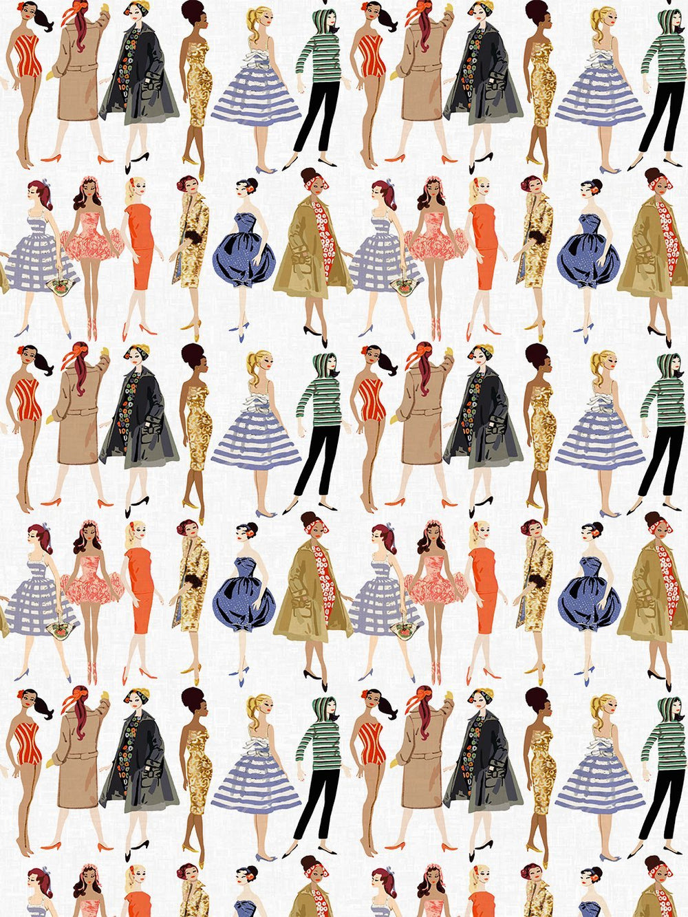 fabric by the yard vintage illustration white