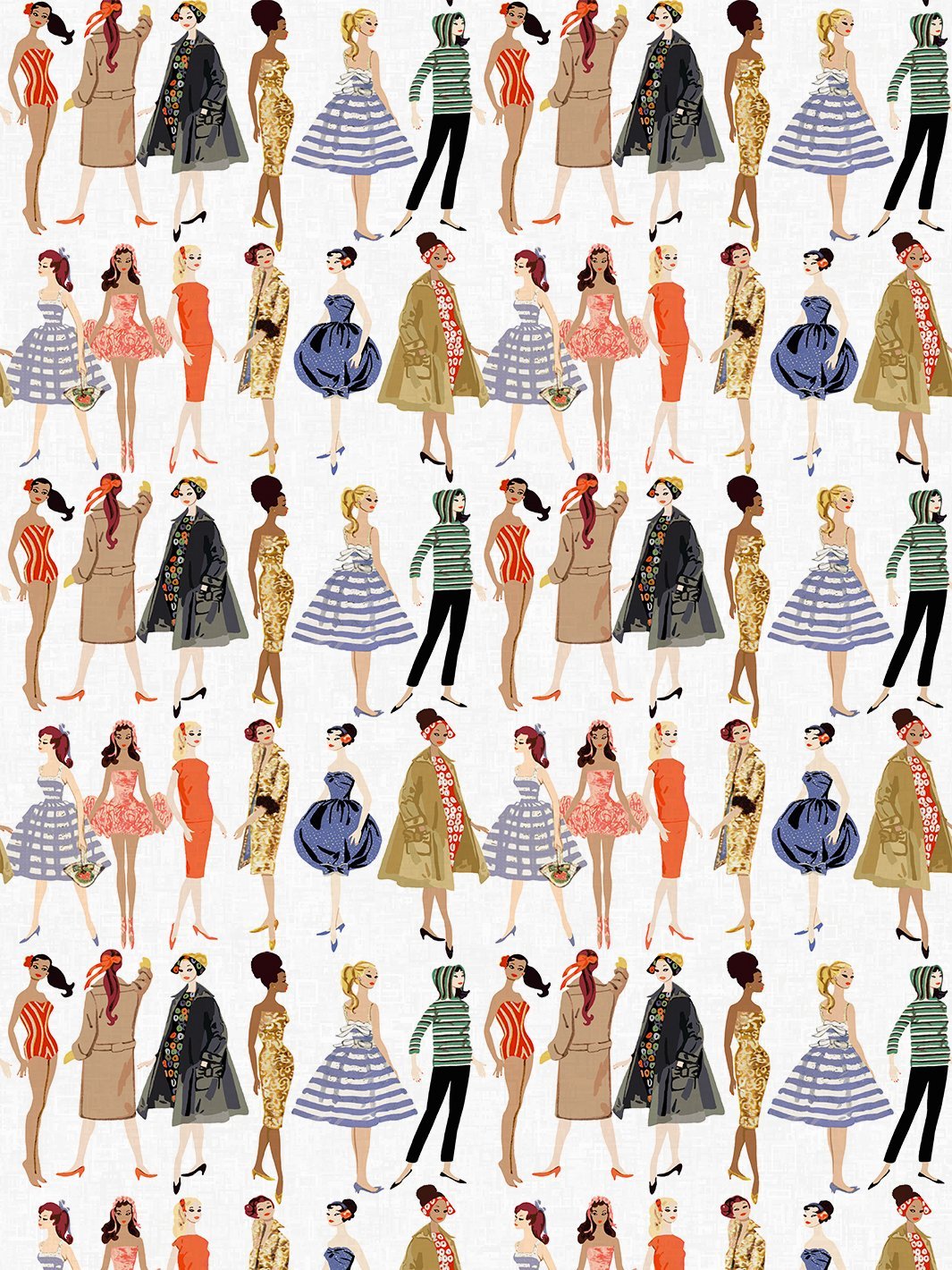 Barbie Fabric by the Yard Vintage Illustration White Barbie Upholstery Fabric For Home DIY Wallshoppe
