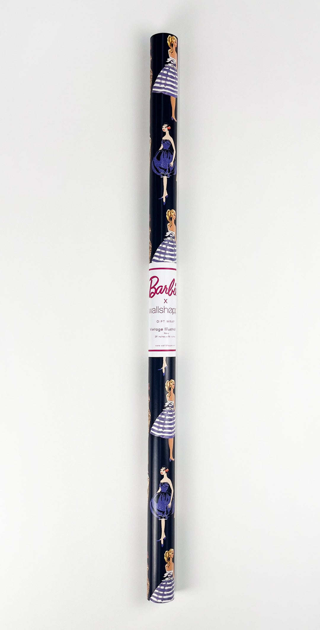 Barbie™ Vintage Illustration Gift Wrap - Navy
