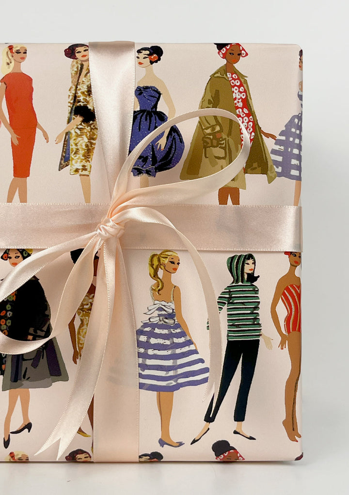 Barbie™ Vintage Illustration Gift Wrap - Peach