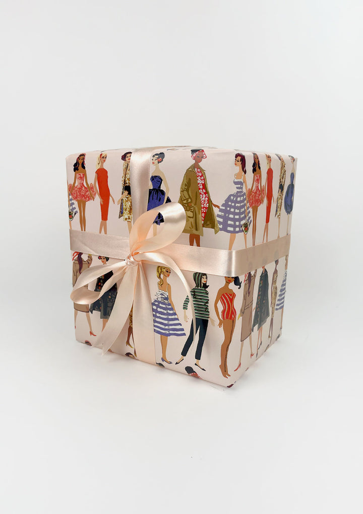 Barbie™ Vintage Illustration Gift Wrap - Peach