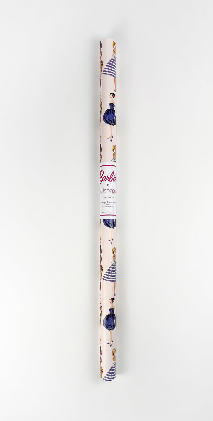 Barbie™ Vintage Illustration Gift Wrap - Peach
