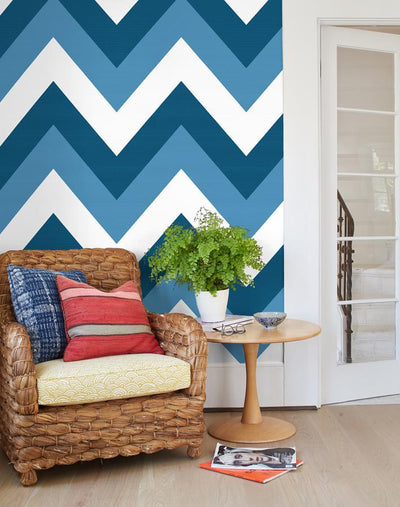 'V Is For Chevron' Wallpaper by Nathan Turner - Blue