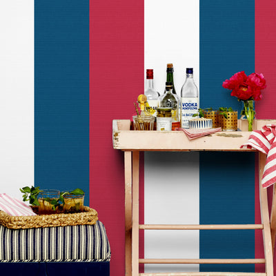 'Cross The Line' Wallpaper by Wallshoppe - Red / White Blue