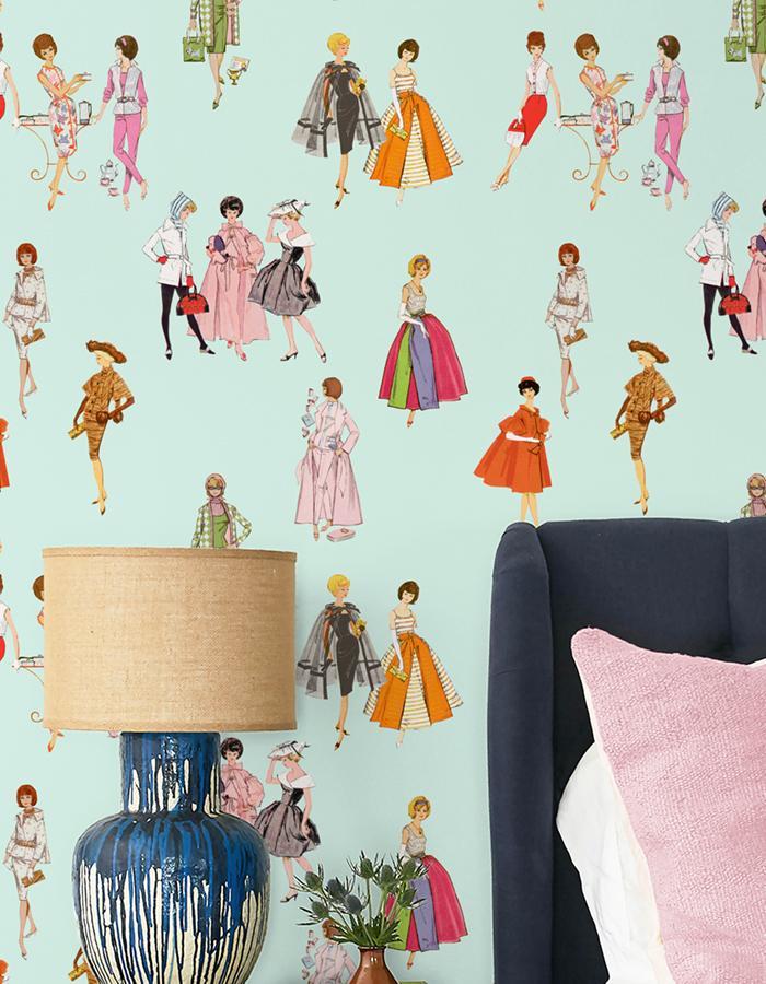 '1960s Barbie™' Wallpaper by Barbie™ - Robins Egg