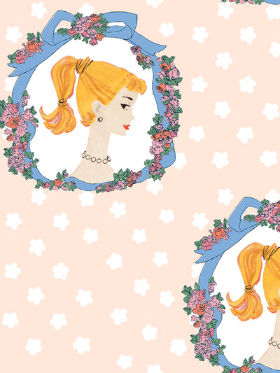'Barbie Cameo' Wallpaper by Barbie™ - Peach
