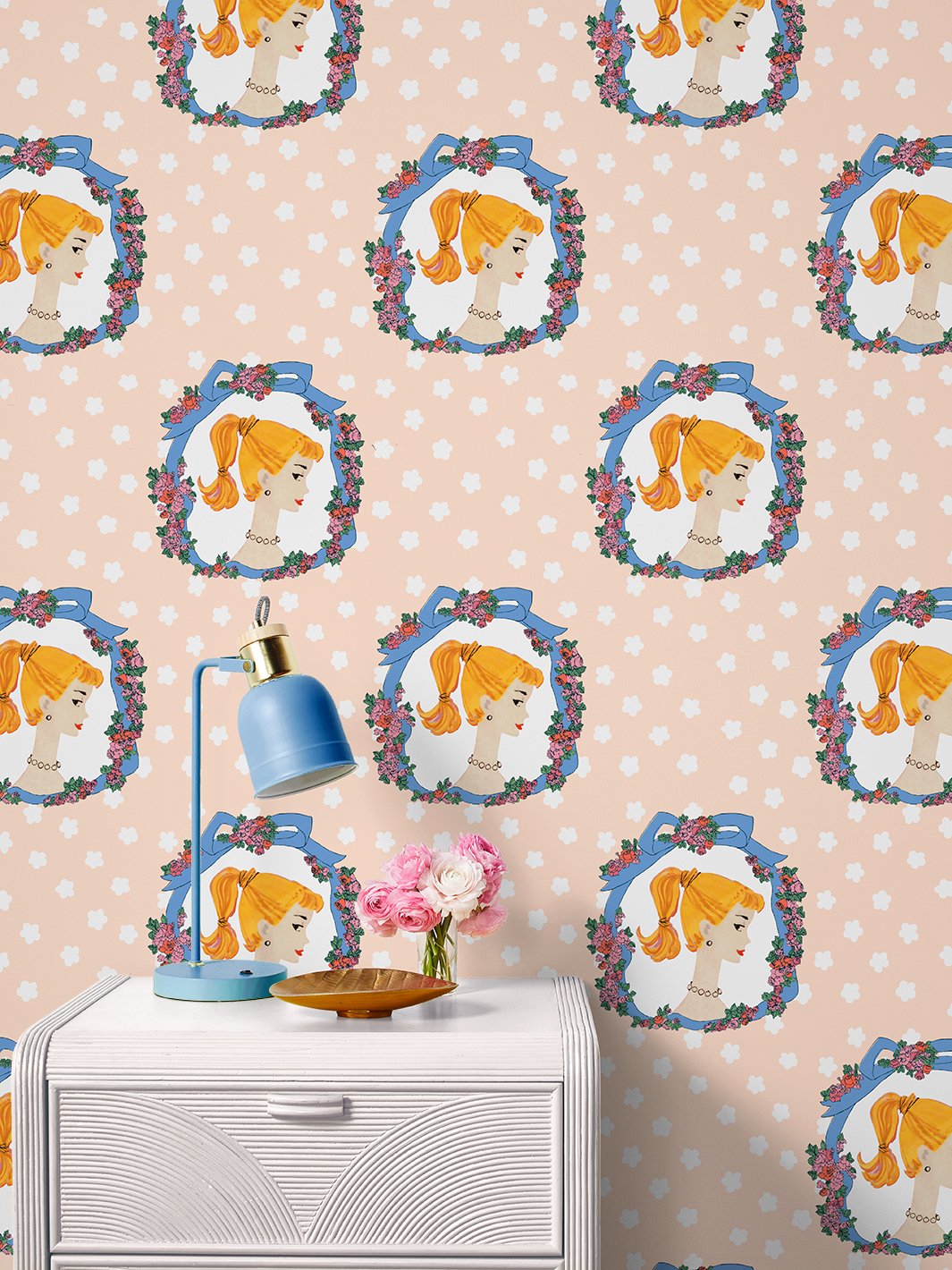 'Barbie Cameo' Wallpaper by Barbie™ - Peach