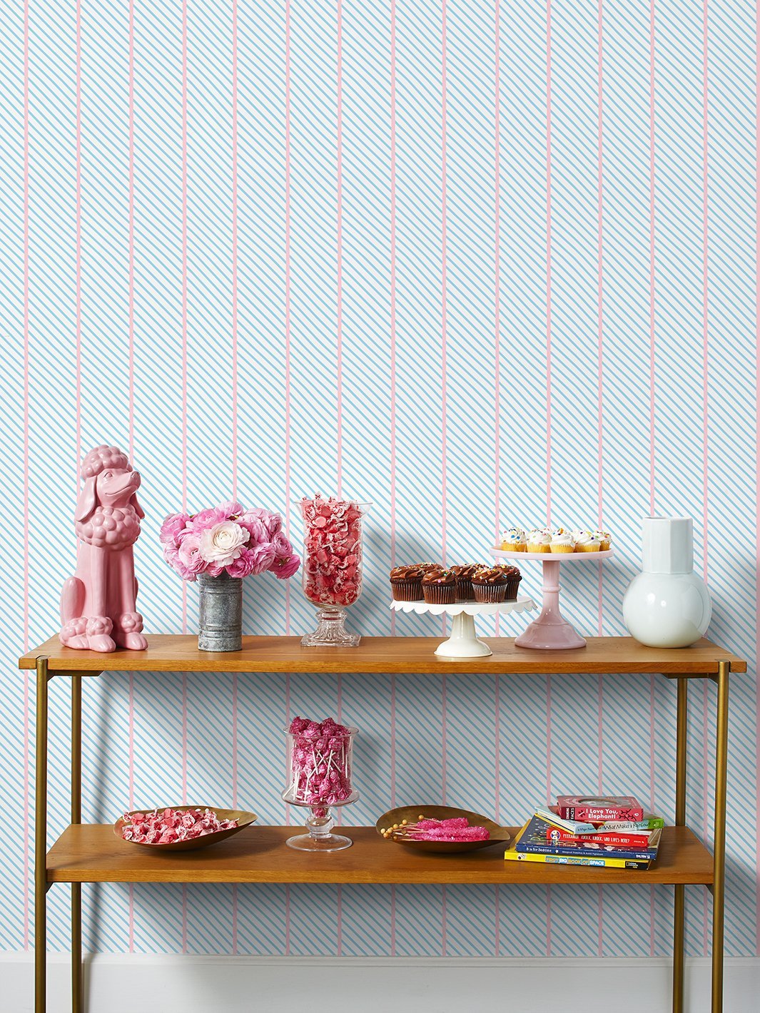 'Barbie™ Dreamhouse Stripes' Wallpaper by Barbie™ - Baby Blue Pink