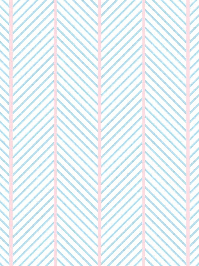 'Barbie™ Dreamhouse Herringbone' Wallpaper by Barbie™ - Baby Blue Pink
