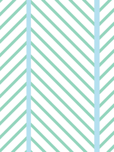 'Barbie™ Dreamhouse Herringbone' Wallpaper by Barbie™ - Caribbean Blue