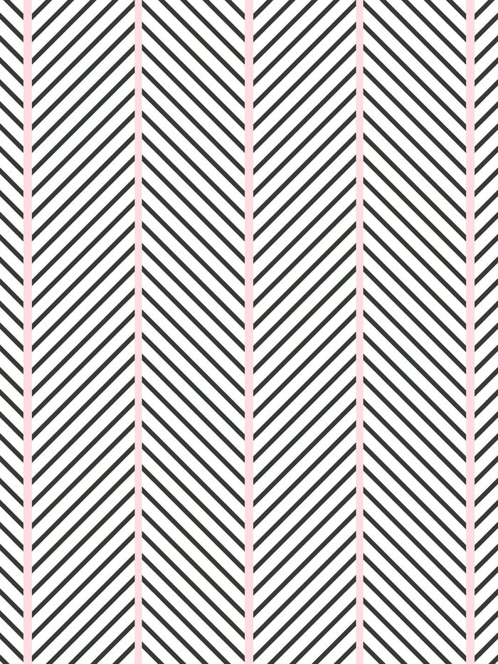 'Barbie™ Dreamhouse Herringbone' Wallpaper by Barbie™ - Charcoal Pink