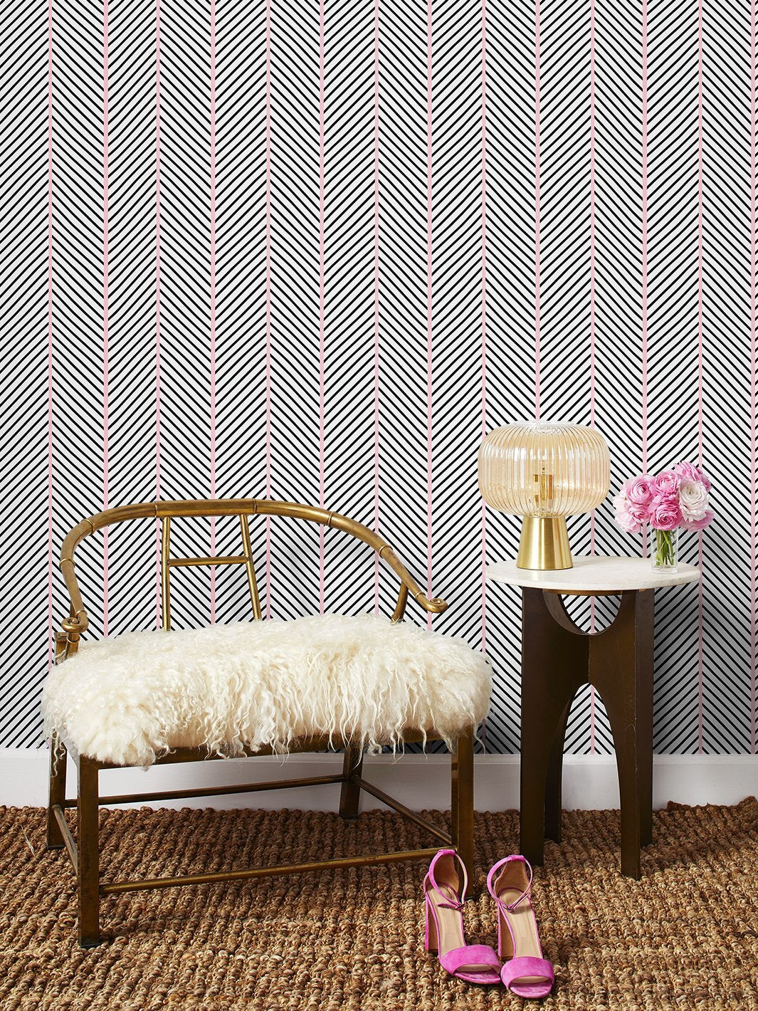 barbie-dreamhouse-herringbone-wallpaper-by-barbie-charcoal-pink