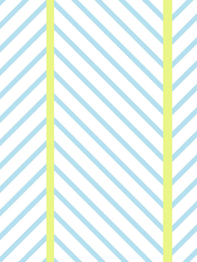 'Barbie™ Dreamhouse Herringbone' Wallpaper by Barbie™ - Citrine Blue