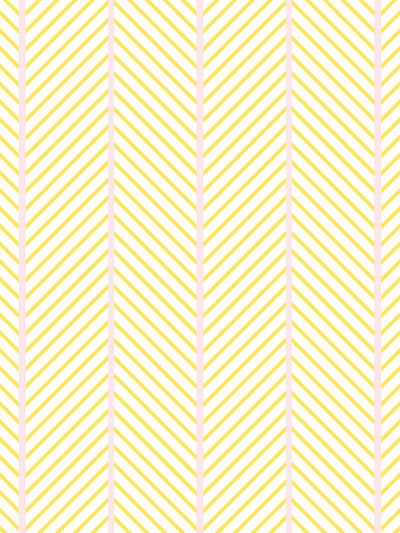 'Barbie™ Dreamhouse Herringbone' Wallpaper by Barbie™ - Daffodil Pink