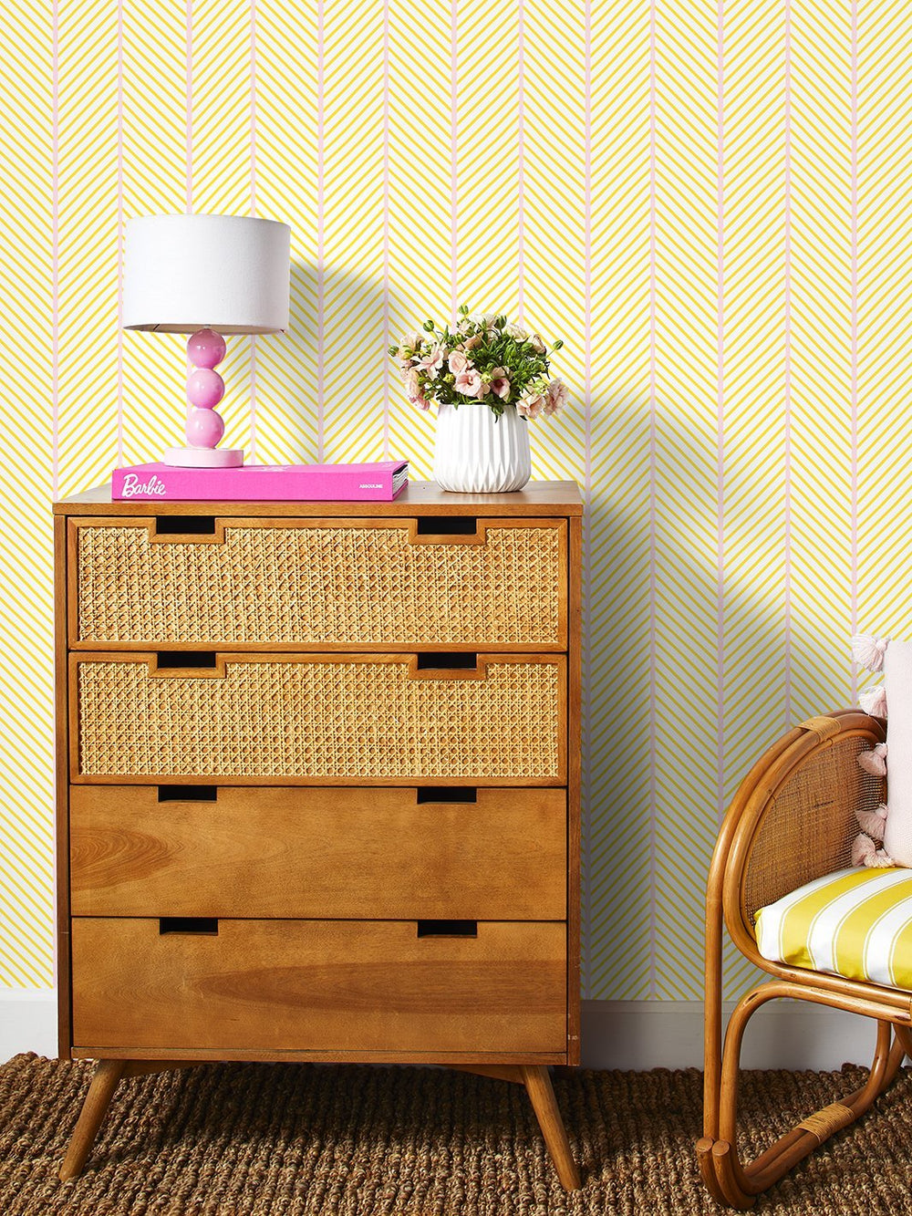 barbie-dreamhouse-herringbone-wallpaper-by-barbie-daffodil-pink