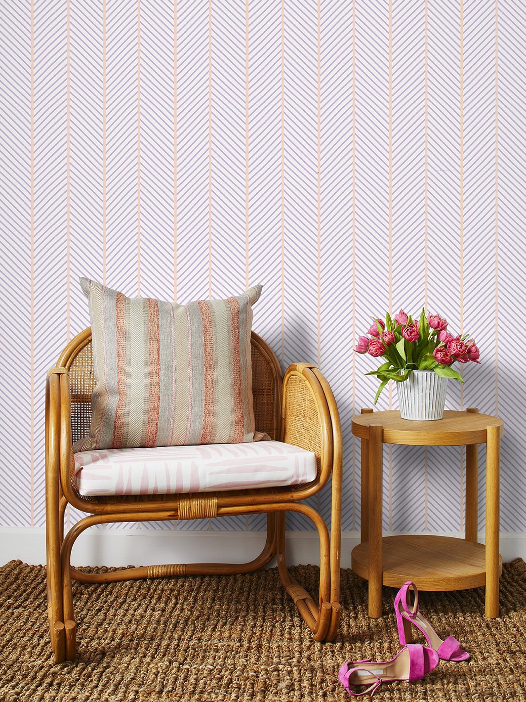 'Barbie™ Dreamhouse Herringbone' Wallpaper by Barbie™ - Lavender