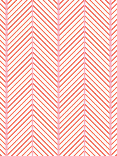 'Barbie™ Dreamhouse Herringbone' Wallpaper by Barbie™ - Persimmon Pink